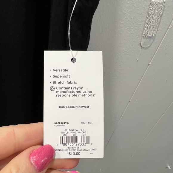 NWT Nine West|Black Tank Top|Size XXL - Picture 3 of 7